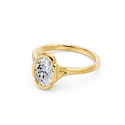 Bague Georgia diamant synthétique ovale 1.50 carat or jaune 14 carats